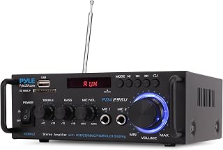 Pyle Stereo Amplifier - 200W Dual Channel Stereo Receiver w/RCA, USB, SD, MIC in, FM Radio Great for Home Speakers, Theater, Entertainment & Studio Use