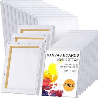 Thenshop 80 Pack Stretched Canvas for Painting 8 x 10 Inch Triple Primed Acid Free 100% Cotton White Blank Canvas for Painting Supplies Oil and Acrylic Pouring Art Watercolor