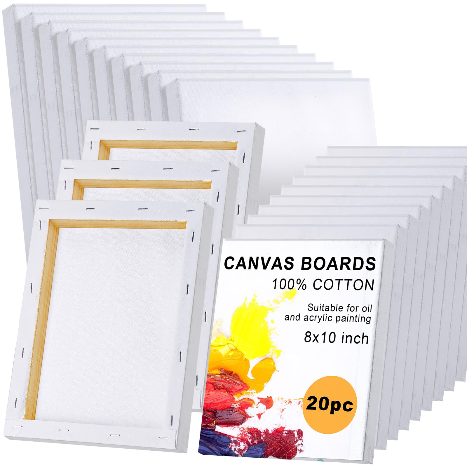 Thenshop 80 Pack Stretched Canvas for Painting 8 x 10 Inch Triple Primed Acid Fr