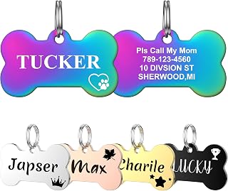 YEHANTI Pet Tags for Dogs Cats, Dog Tag Personalized Engraving Pet ID Tags, Stainless Steel Custom Name Tag for Dog and Cat, Dog Tags Engraved for Pets with Various Cute and Beautiful Icons, Bone