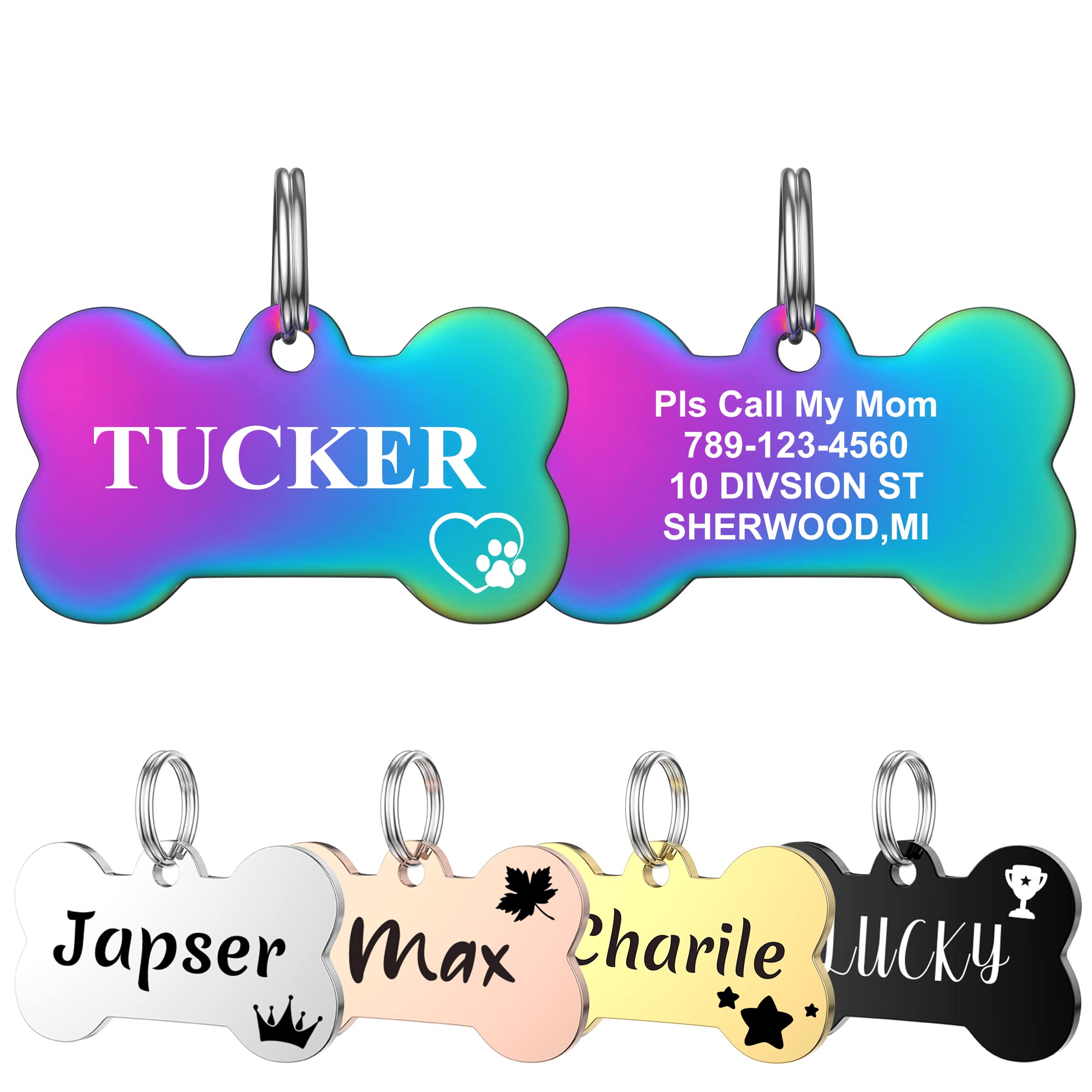 YEHANTI Pet Tags for Dogs Cats, Dog Tag Personalized Engraving Pet ID Tags, Stai