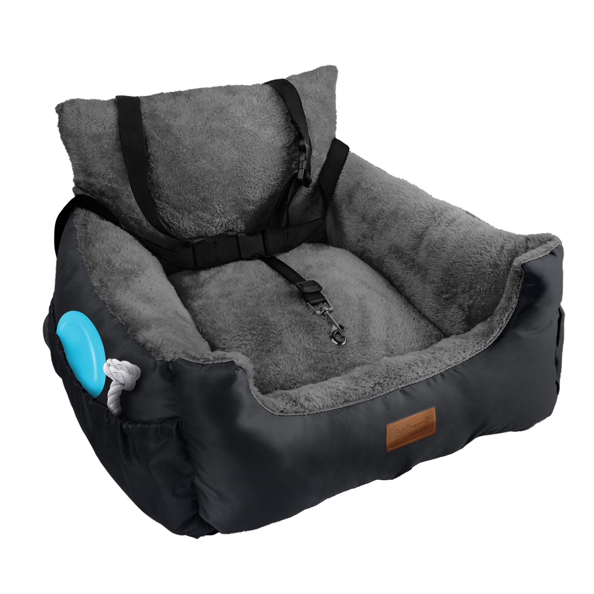 Furdreams Dog Car Seat, Plush & Cosy Pet Car Booster Seat for Small Dogs & Cats 