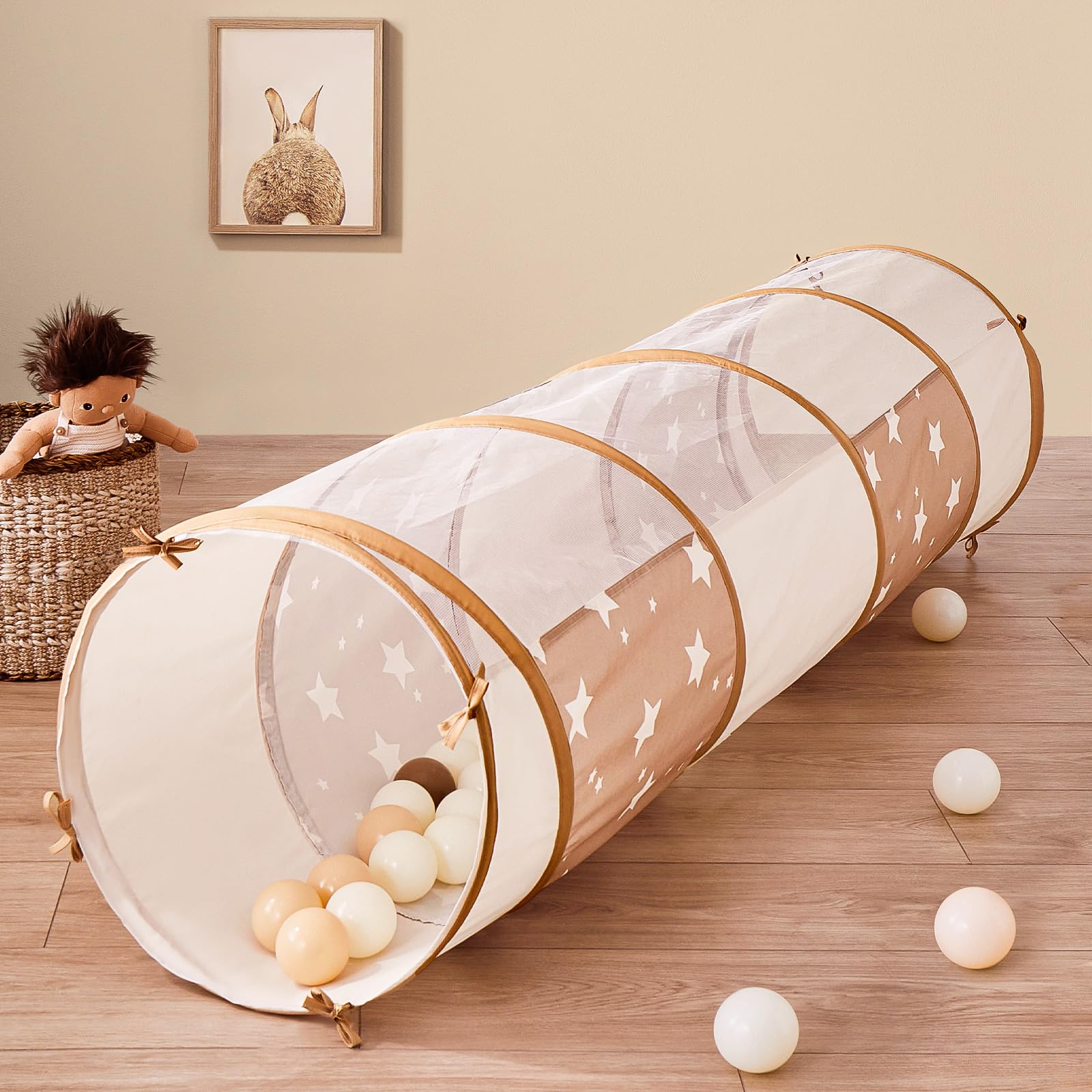 Tiny Land kids Tunnel Toys with Storage Bag for Toddlers | 69" x 18" Baby Tunnel