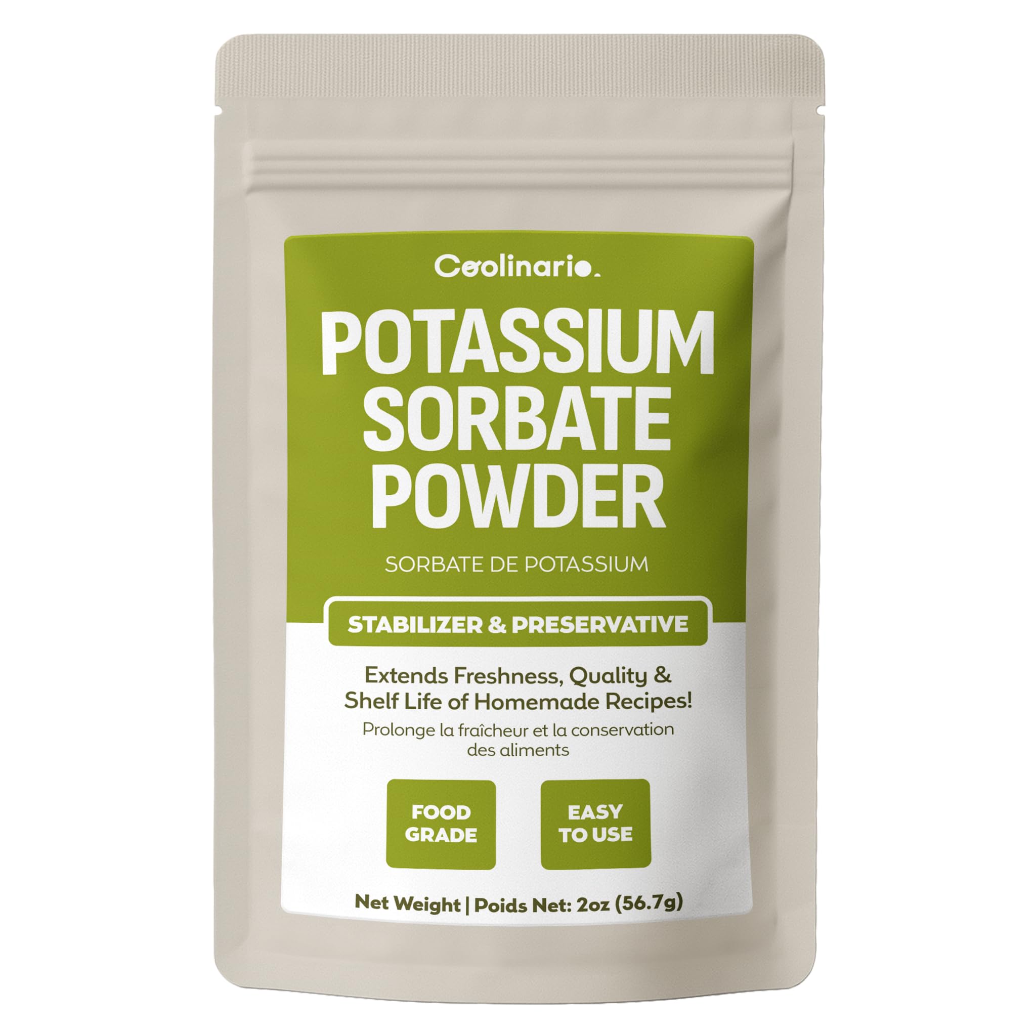 Coolinario Potassium Sorbate (2 Oz) Food Grade Preservative | Extends Freshness 