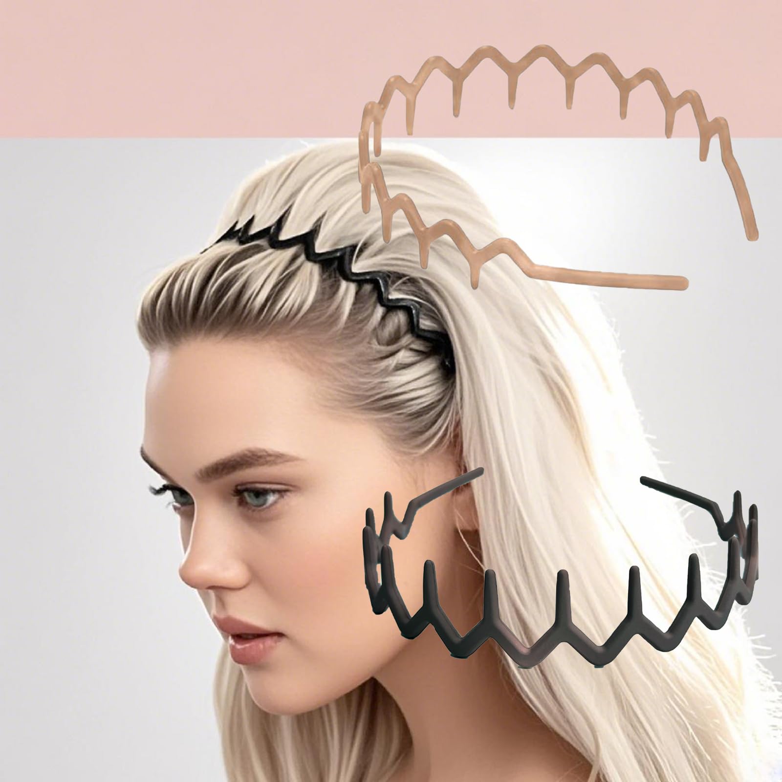 Set of 2 Zigzag Headbands, Wavy Hair Band with Teeth, Headbands for Women, Headb
