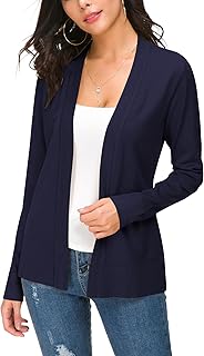 EXCHIC Women's Casual Long Sleeves V-Neck Open Front Knit Cardigan
