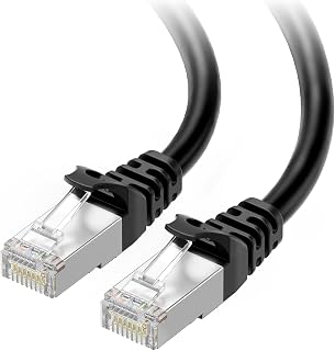 Cable Matters 10Gbps Snagless Shielded Cat 6A Ethernet Cable, 50ft, Black | S/FTP Shielded, 26 AWG Bare Copper, 550MHz Bandwidth, Gold-Plated RJ45, Cat 6A Cable, Ethernet Cord
