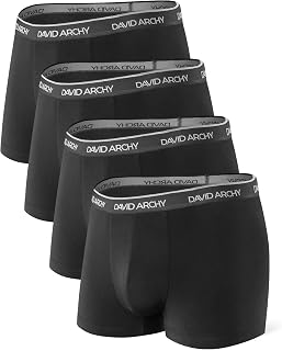 David Archy Men's 4 Pack Ultra Soft and Breathable Bamboo Rayon Trunks