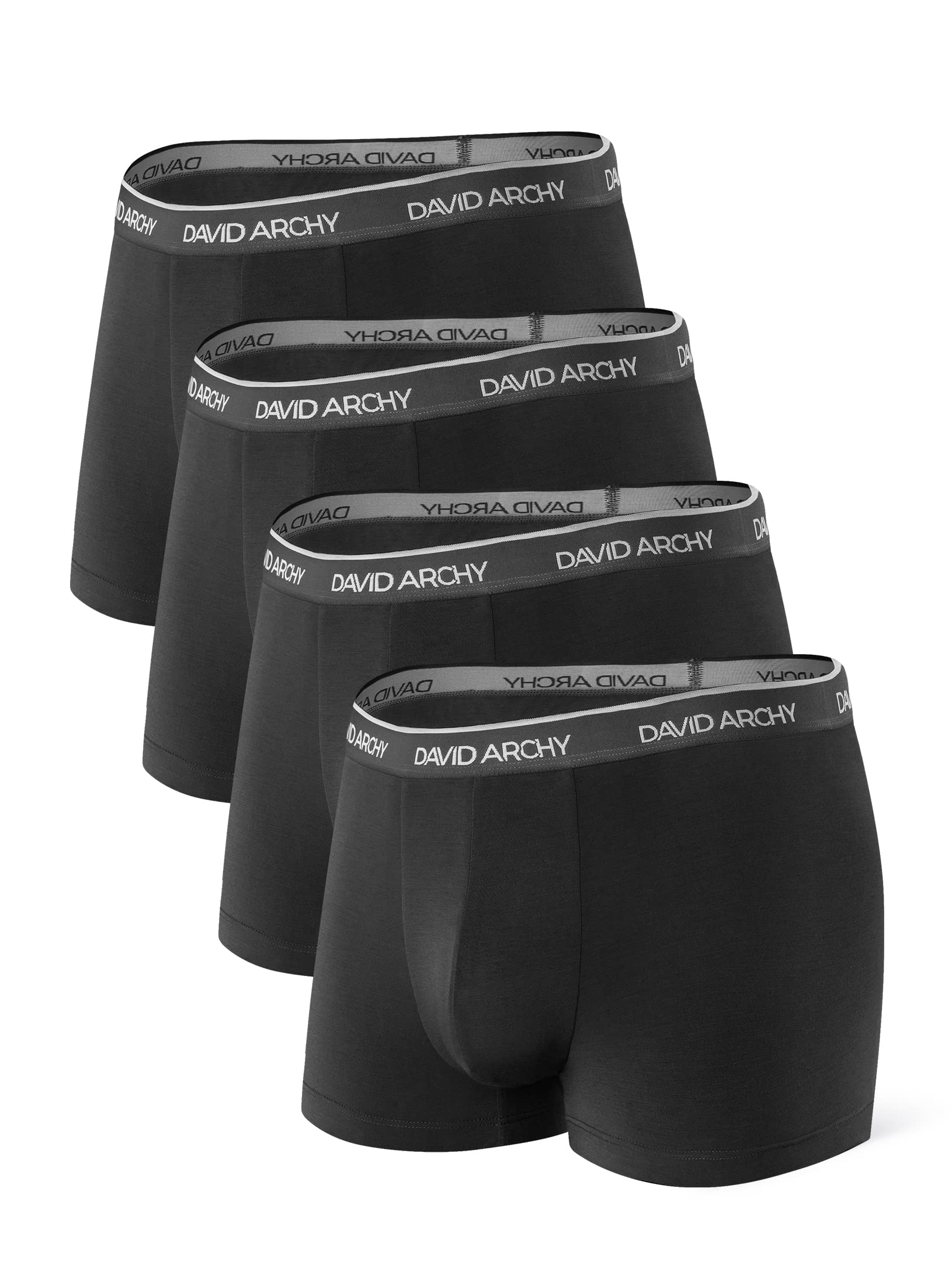David Archy Men's 4 Pack Ultra Soft and Breathable Bamboo Rayon Trunks