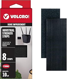 VELCRO Brand Heavy Duty Fasteners, Black, 4 x 2 in Strips, 8 Sets | Industrial Strength Adhesive Stick On Tape Fasteners, Strips with Adhesive Hold Up To 10 Lb, For Indoor Or Outdoor Use