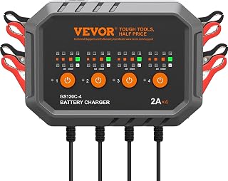 VEVOR Smart Battery Charger, 8-Amp, LiFePO4 Lead-Acid (AGM/Gel/SLA) Car Battery Charger, Fully-Automatic Charger Maintainer for Boat Motorcycle Lawn Mower Golf Cart Marine Deep Cycle