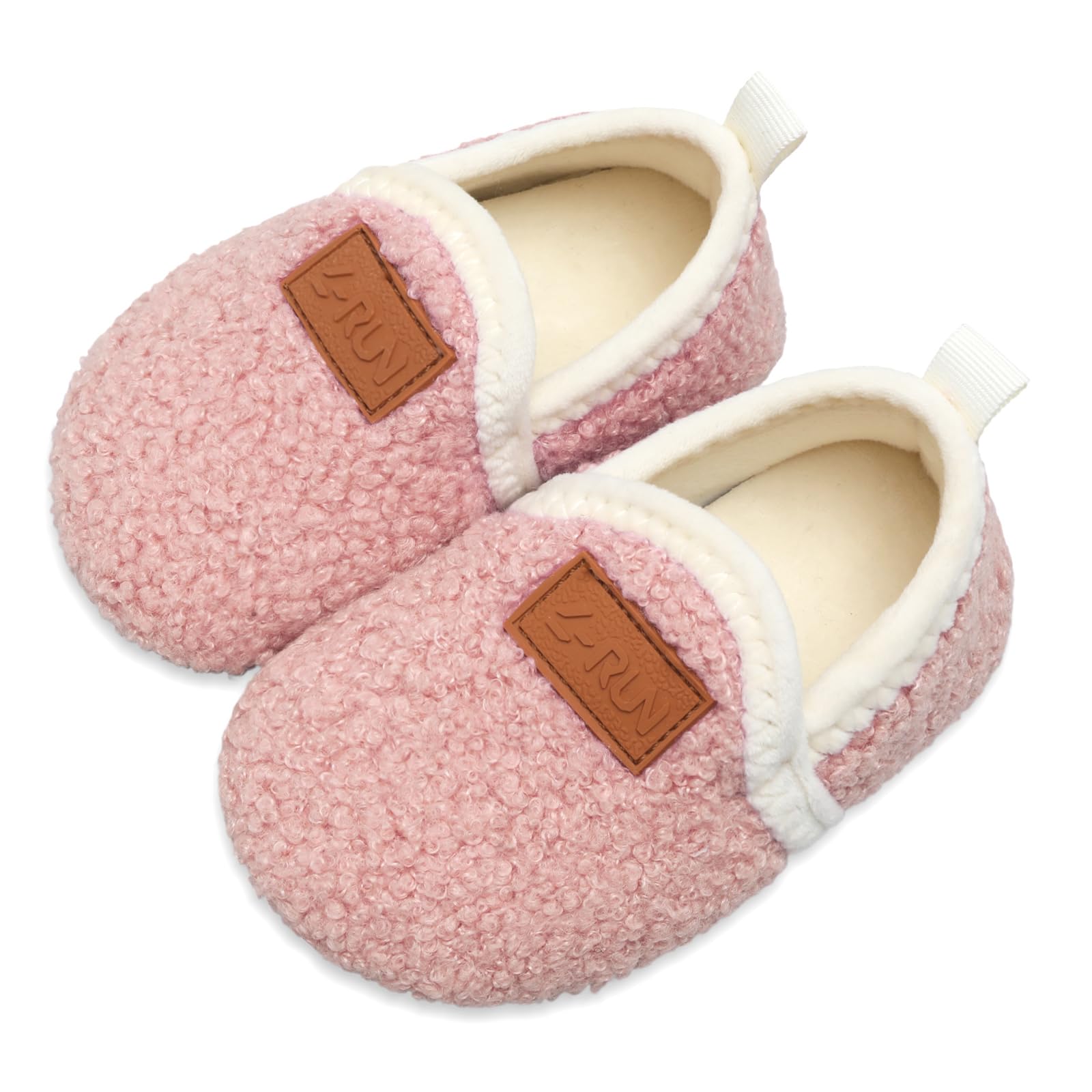 L-RUN Baby Boys Girls Wool Like House Slippers Kids Light Weight Anti-Skid Shoes