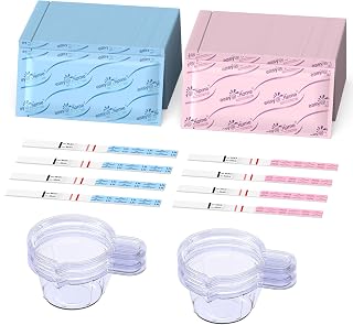 easy@Home Ovulation &amp; Pregnancy Test Kit, 25 LH + 10 hCG Tests, 35 Cups | Ovulation and Pregnancy Test Strips with 35 Large Urine Cups, Compatible with the Premom APP for Convenient Cycle Tracking