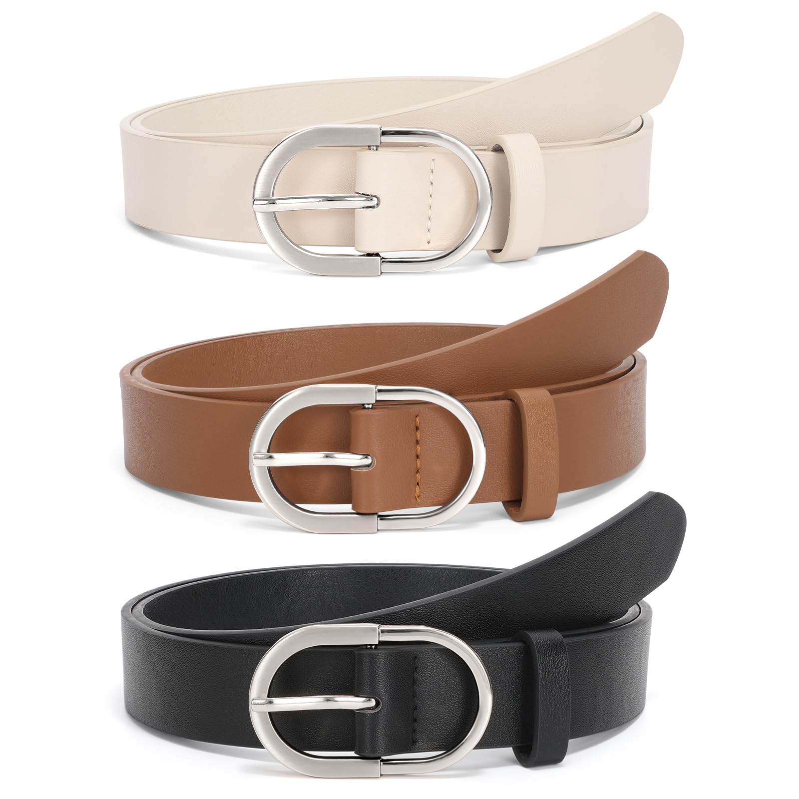 JASGOOD Women's Leather Belts for Jeans Trousers Fashion Women Belt with Gold Bu