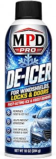 MPD Pro Windshield De-Icer Spray – Fast Acting Ice &amp; Frost Remover for Car Windows, Mirrors, Locks &amp; Doors | Prevents Refreezing | Safe for Paint, Metal &amp; Rubber | 10 oz Aerosol Can (1-Pack)