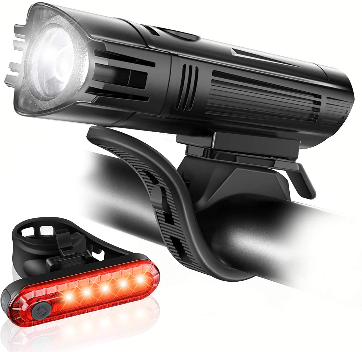 Ascher Ultra Bright USB Rechargeable Bike Light Set, Powerful Bicycle Front Head