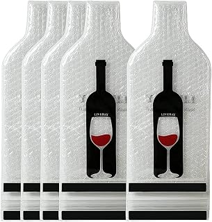5 Set Reusable Wine Bags for Travel Wine Protector Travel Bag by LIVEBAY | Bottle Travel Case, Unbreakable Wine Sleeve, Leak Proof Wine Bag, Double Layer Wine Protector for Airplane Suitcase