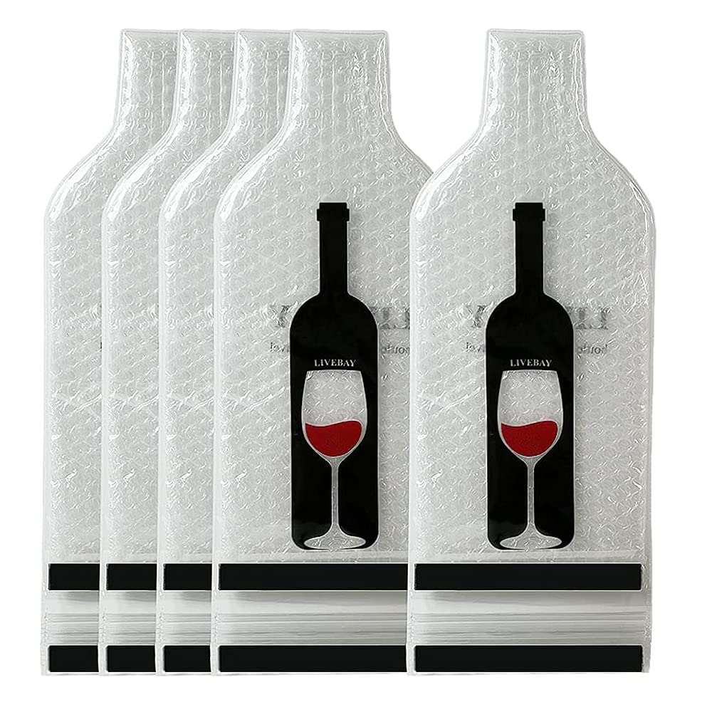 5 Set Reusable Wine Bags for Travel Wine Protector Travel Bag by LIVEBAY | Bottl