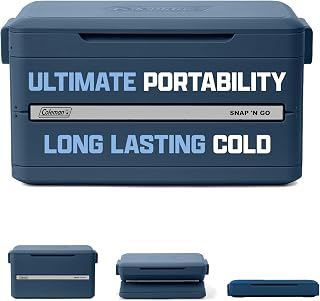 Coleman Snap 'N Go Collapsible Hard Cooler, Sapphire Blue, 45-Quart | Collapsible Hard-Sided Cooler, Holds 76 Cans, 55 Hours Cold Retention, Quick 10-Second Setup, Waterproof Removable Liner