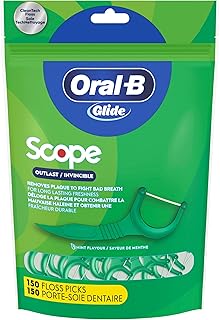 Oral-B Glide Complete with Scope Outlast Mint Flavour Floss Picks, 150 Count