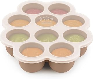 KeaBabies Silicone Food Freezer Trays with Lid, 2oz x 10 Pods, Chai Latte | BPA-Free Baby Food Storage Containers, Easy Puree Meal Prep, Breast Milk Silicone Freezer Molds, Dishwasher, Microwave Safe