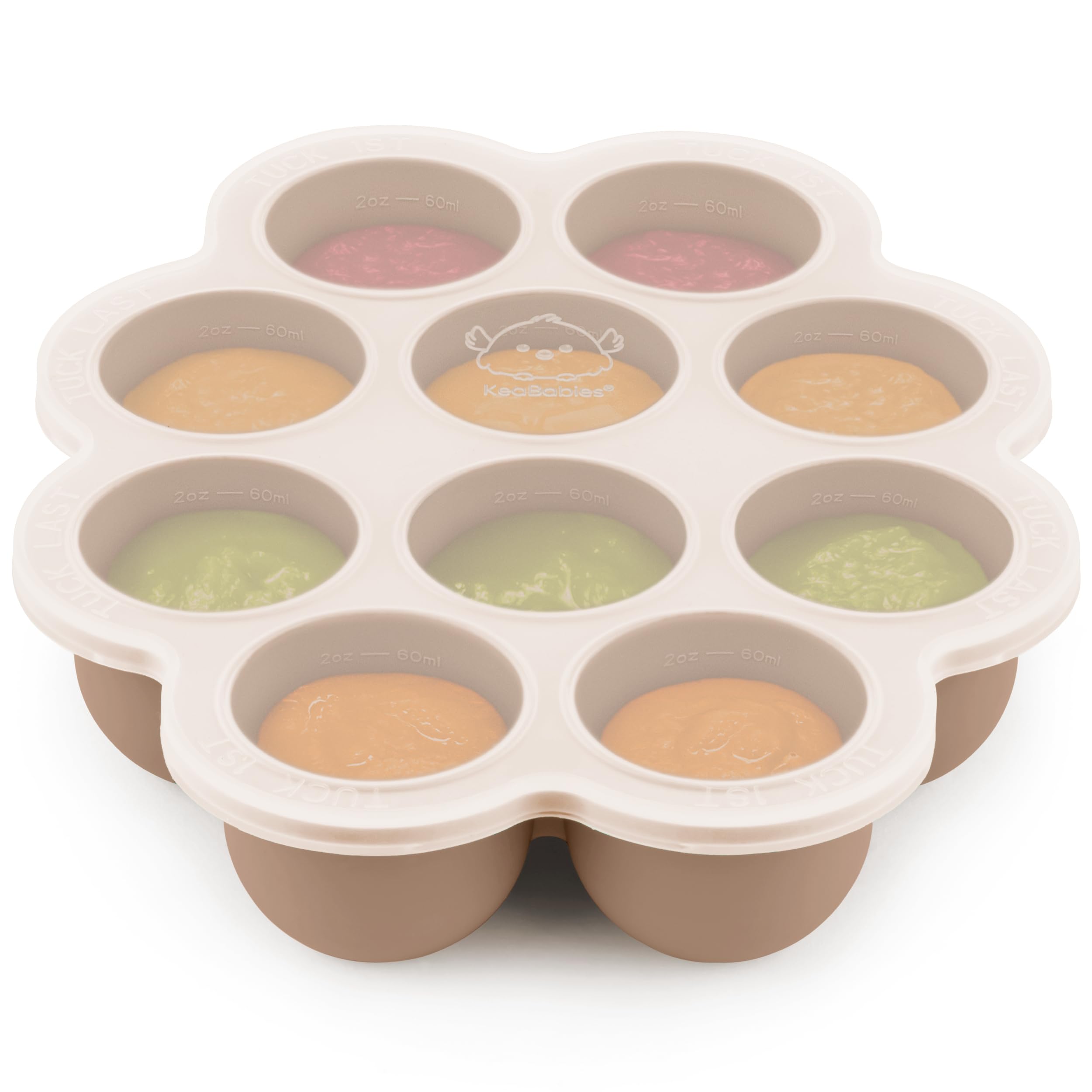 KeaBabies Silicone Food Freezer Trays with Lid, 2oz x 10 Pods, Chai Latte | BPA-