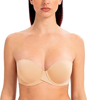 MELENECA Women's Push Up Underwired Molded Strapless Bra