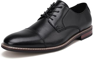 Zapatos de vestir de los hombres Formal Cap Toe Oxford Zapatos de vestir para los hombres cómodos, Negro, cuero PU 01, 44 EU