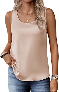 Zeagoo Women's Silk Satin Tank Tops Scoop Neck Sleeveless Basic Blouse Summer 2025