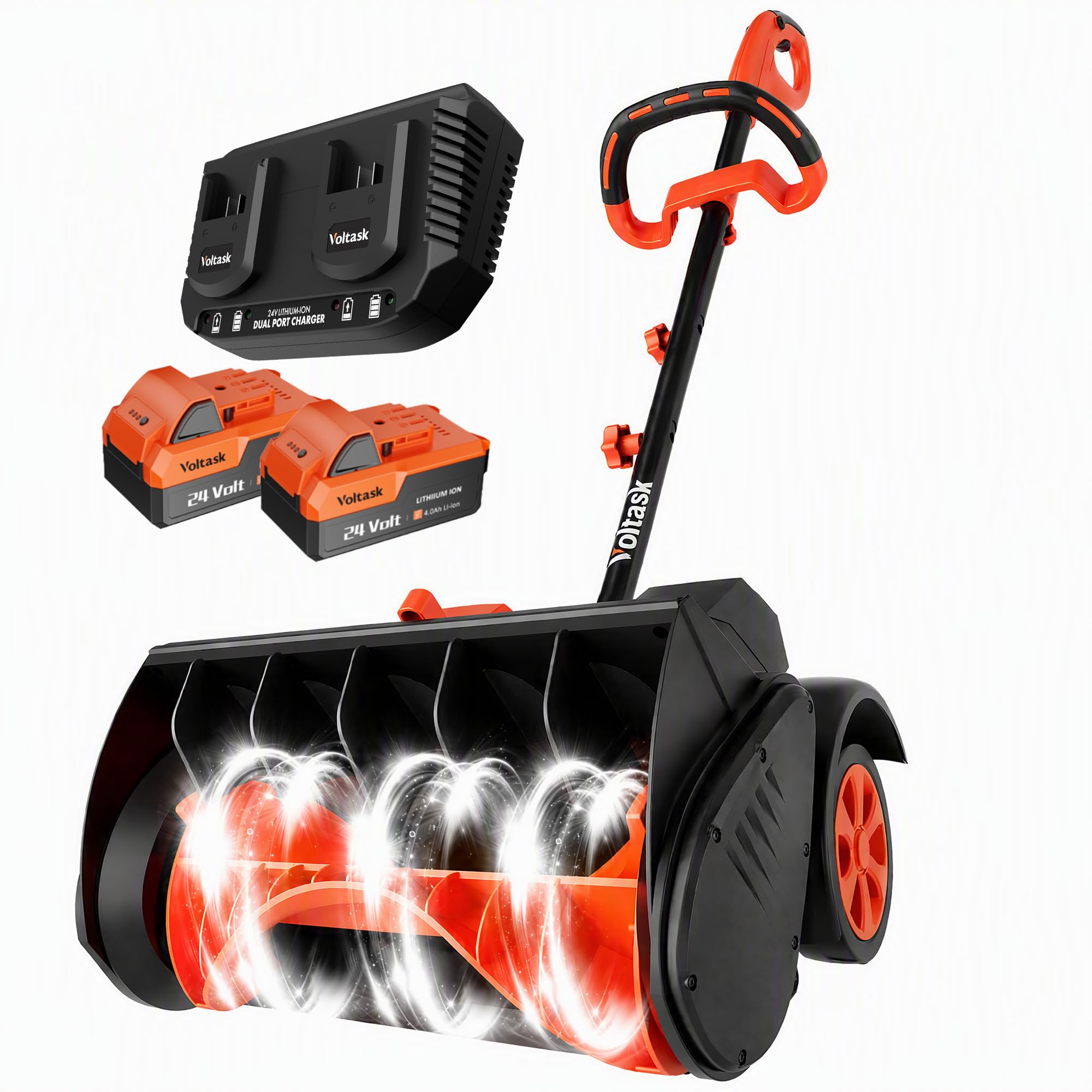 VOLTASK 48V 16-Inch Electric Snow Shovel with Wheels, 1200W Brushless Motor | Co