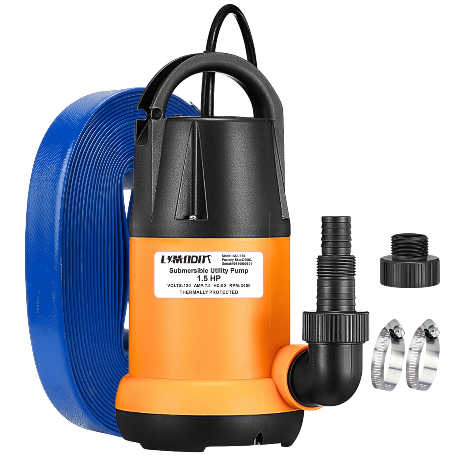 Sump Pump Submersible With 25Ft. Hose, Submersible Pump, 25Ft Cord, 4000GPH | 1.
