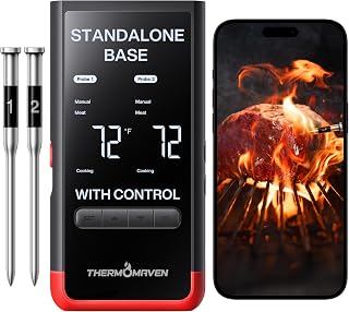 ThermoMaven WiFi Wireless Meat Thermometer, 2 Probes, Smart Base, 6 Sensors | Unlimted Monitor Range via APP, Commercial-Grade NIST Certified Accuracy, for Restaurant Kitchen, BBQ/Grill/Oven