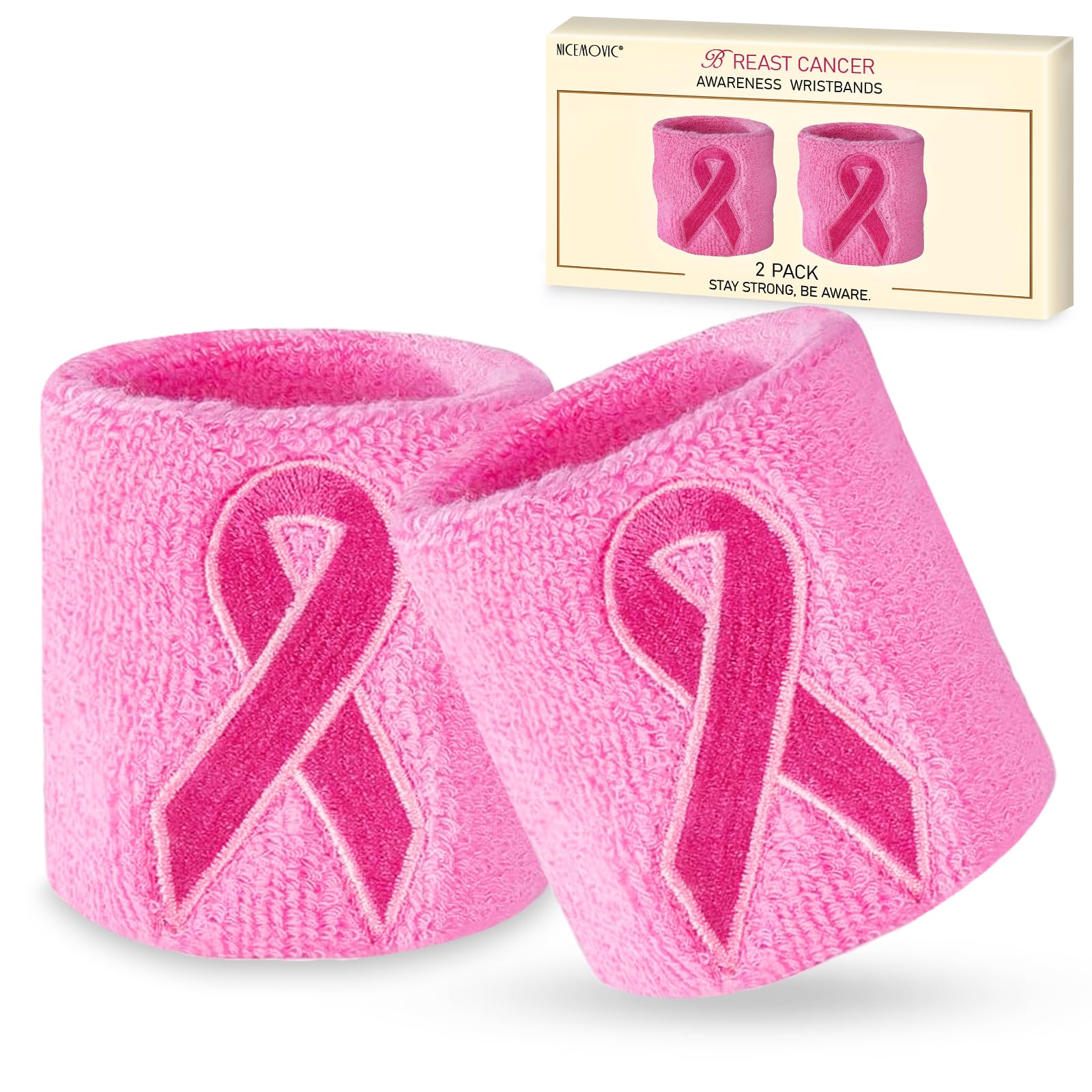 NICEMOVIC Breast Cancer Awareness Accessories,Breast Cancer Gifts for Woman, 2 P