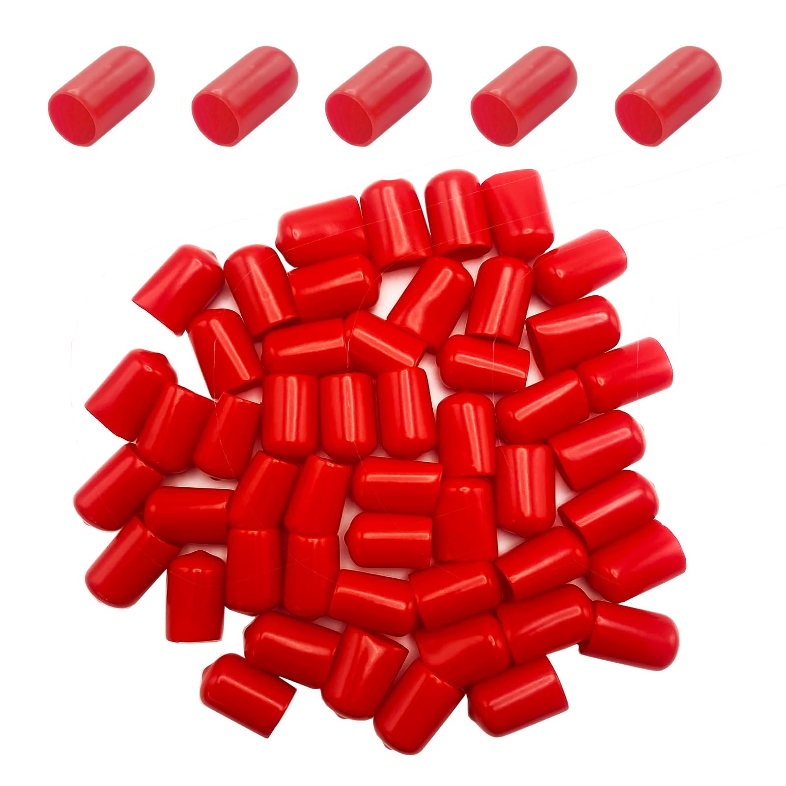 50Pcs Rubber End Caps ID 19mm (3/4 inch) Red Flexible Protective Caps Soft Elast