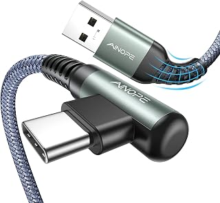 USB Type C Cable AINOPE [2-Pack, 1.6ft] 3.1A Type C Charger Fast Charging Right Angle, Durable Nylon Braided USB C Cable, Smartphone