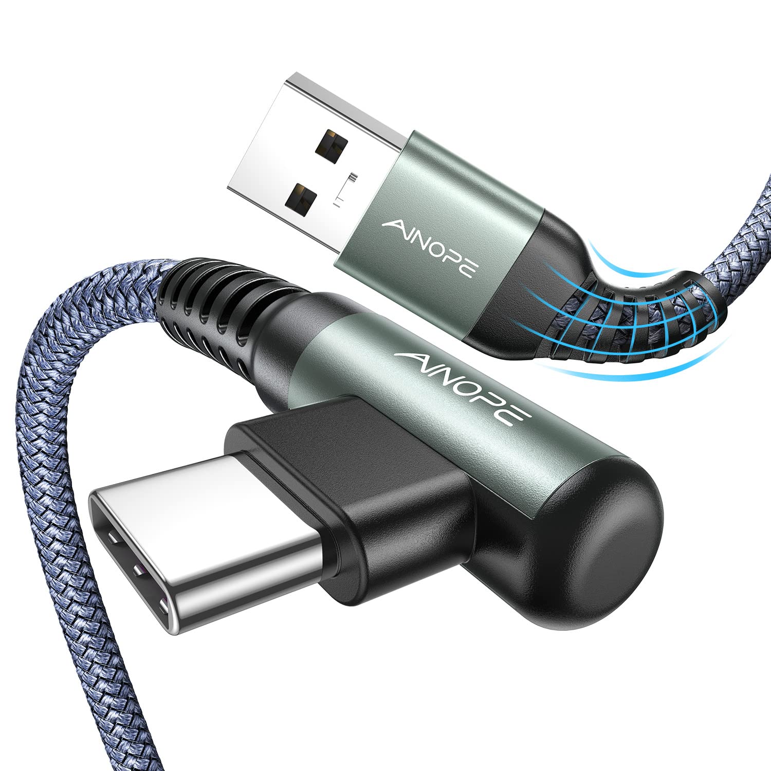 USB Type C Cable AINOPE [2-Pack, 1.6ft] 3.1A Type C Charger Fast Charging Right 