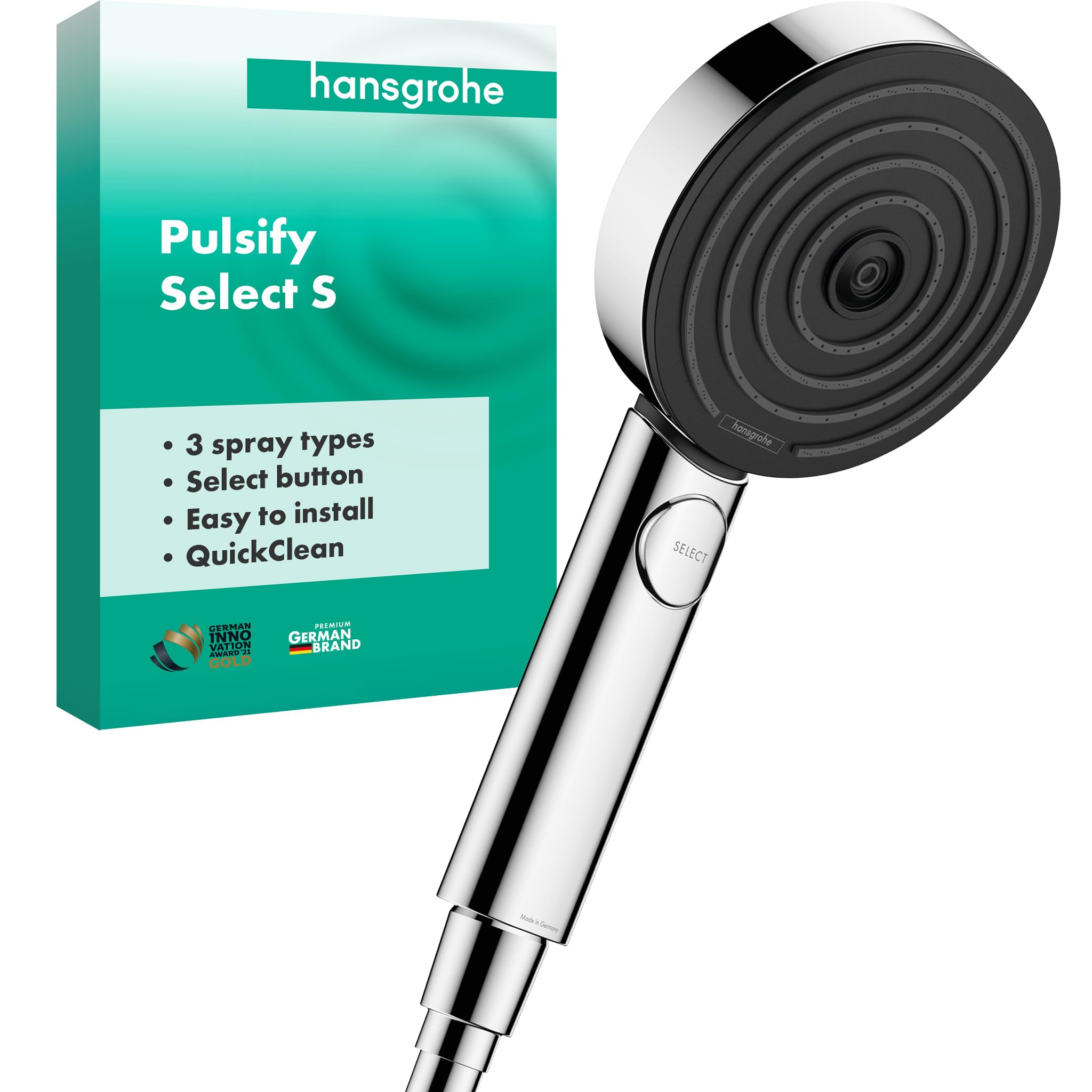 hansgrohe Pulsify Select S 24111000 Water-Saving Shower Head 6.9 l/min (EcoSmart