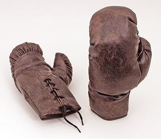 Retro 1930s Boxing Gloves 10oz Brown PU Leather Look - New Unbranded