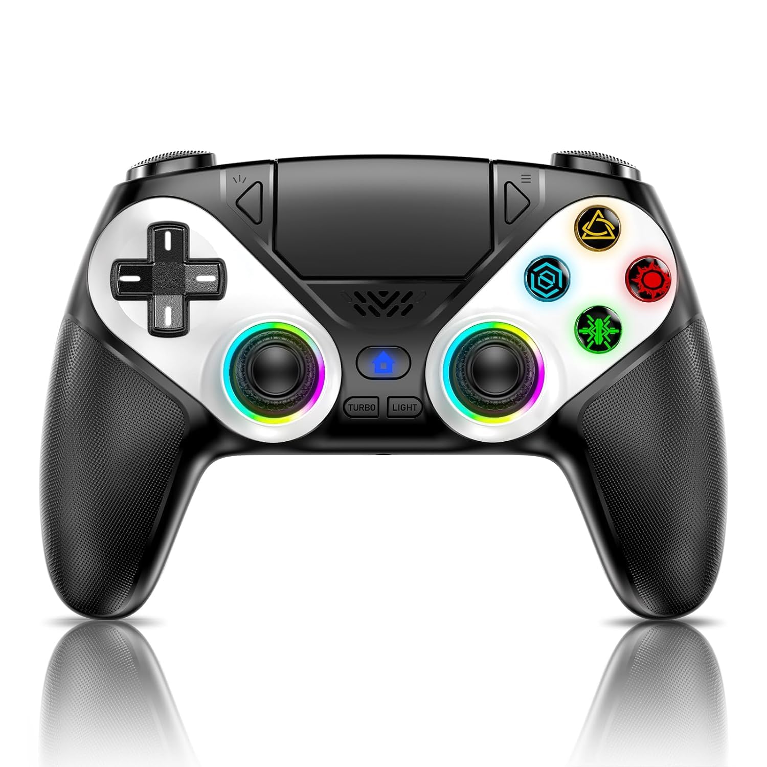 Nonbliep Wireless Controller for PS5 Slim/Pro/PC, with 9 Colors RGB Light/Dual V