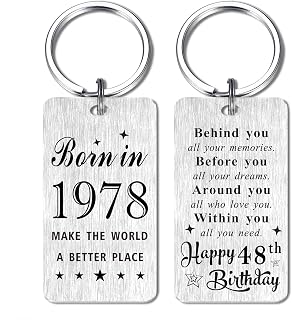 Gezxin Happy Birthday Keyring Gifts for Women Men-Personalised Steel Bday Gifts- Make The World A Better Place