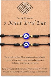 Tarsus Evil Eye 7 Knot Lucky Bracelets Red String Amulet for Women Men