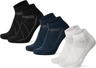 Danish Endurance Cycling Socks, Low Cut for Men & Women, 3 Pairs, Cycling Socks, Cycling Socks, Road Bike, Spinning, Breathable and Padded, Short, Black, Blue, White