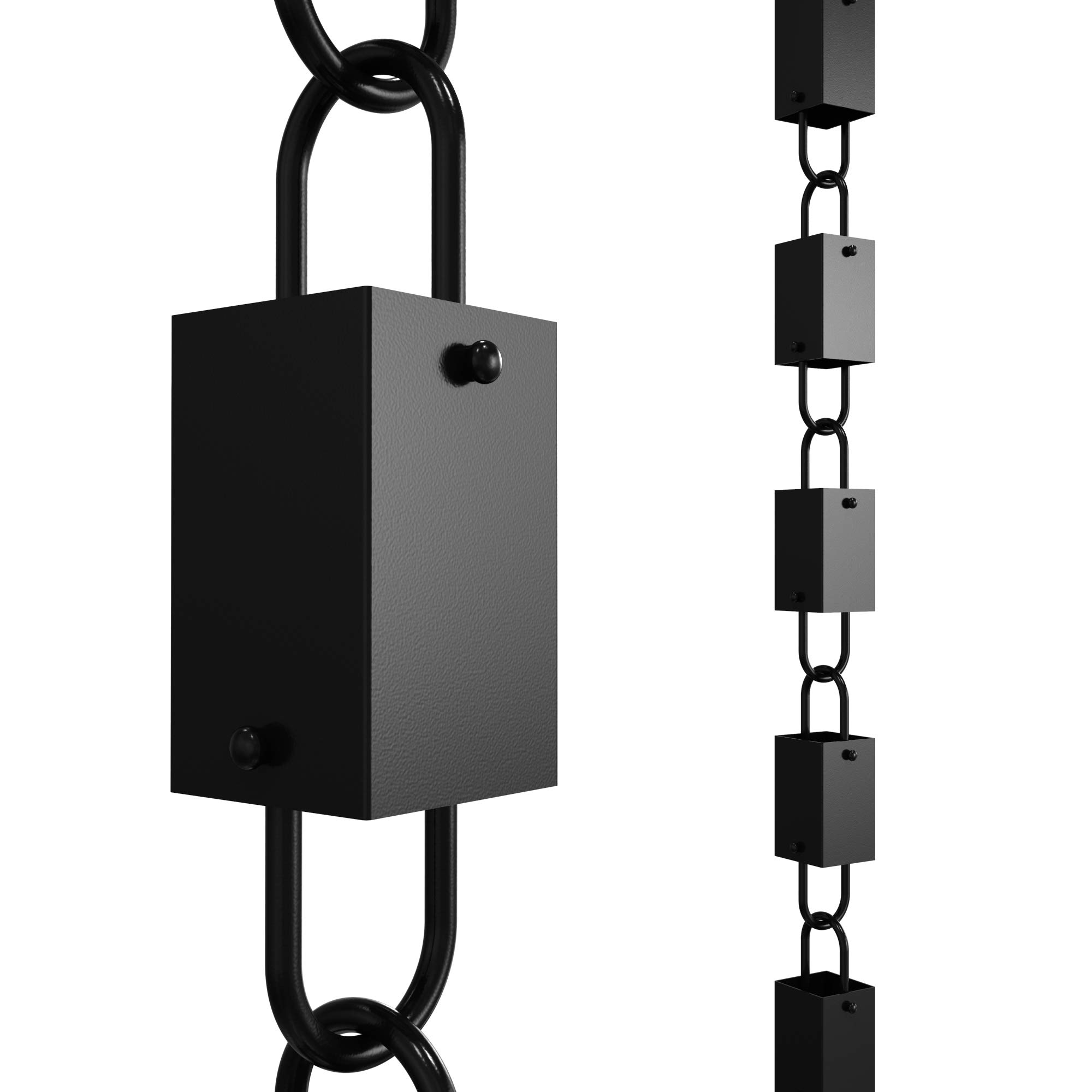 Rain Chains Direct - Square Link Rain Chain - 8.5 FT - Durable Black Powder-Coat