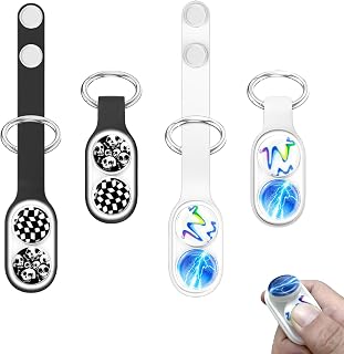 Echehi 2pcs Magnetic Pop Fidget Toys, Portable Stress Relief Fidget Keyring, Anxiety Relief & Focus, Ideal for Adults and Kids. White, Black