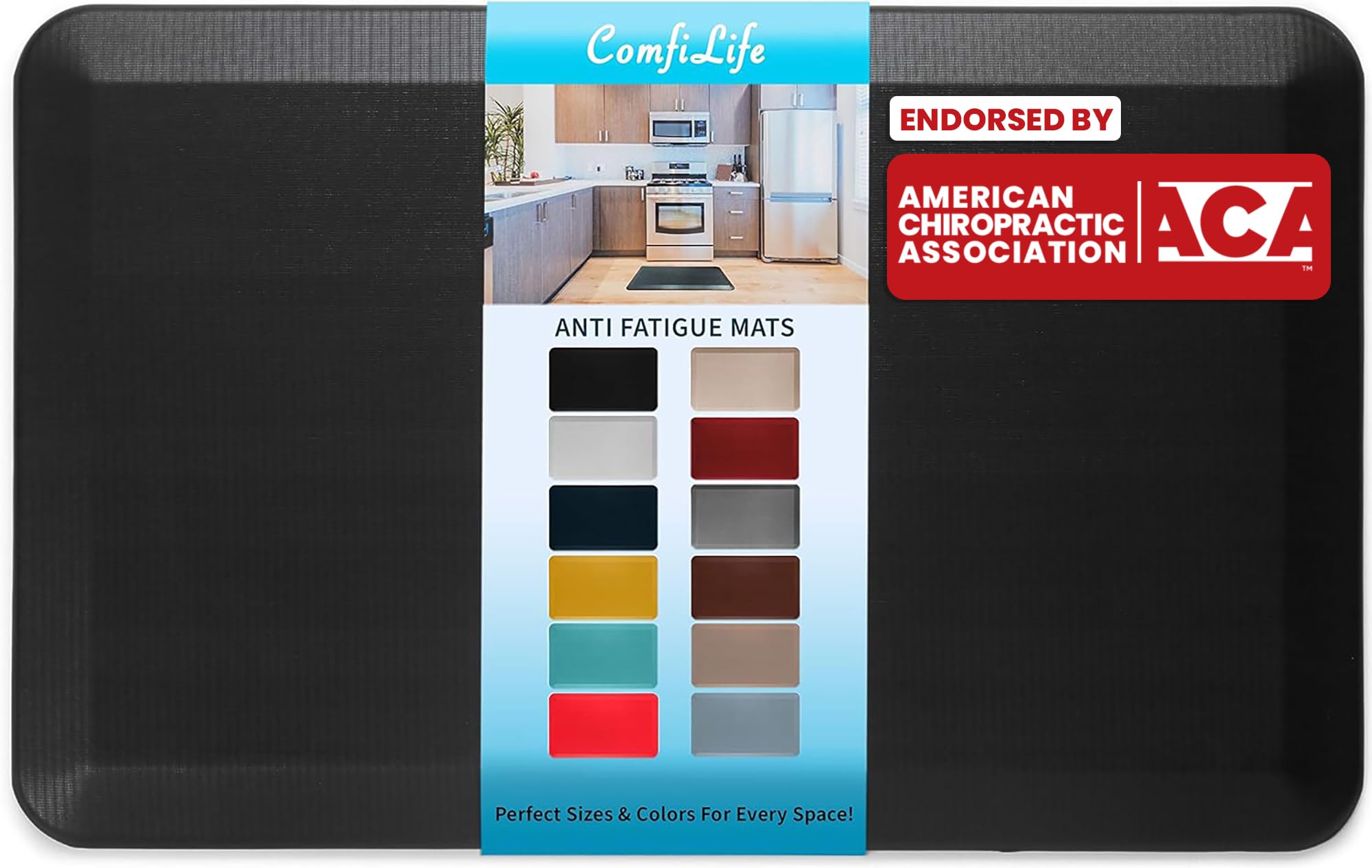 ComfiLife Anti Fatigue Floor Mat – 3/4 Inch Thick Kitchen Mats for Floor, Standi