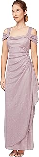 Alex Evenings Long Cold Shoulder Dress (Petite and Regular Sizes) Mother of the Bride Dress Women