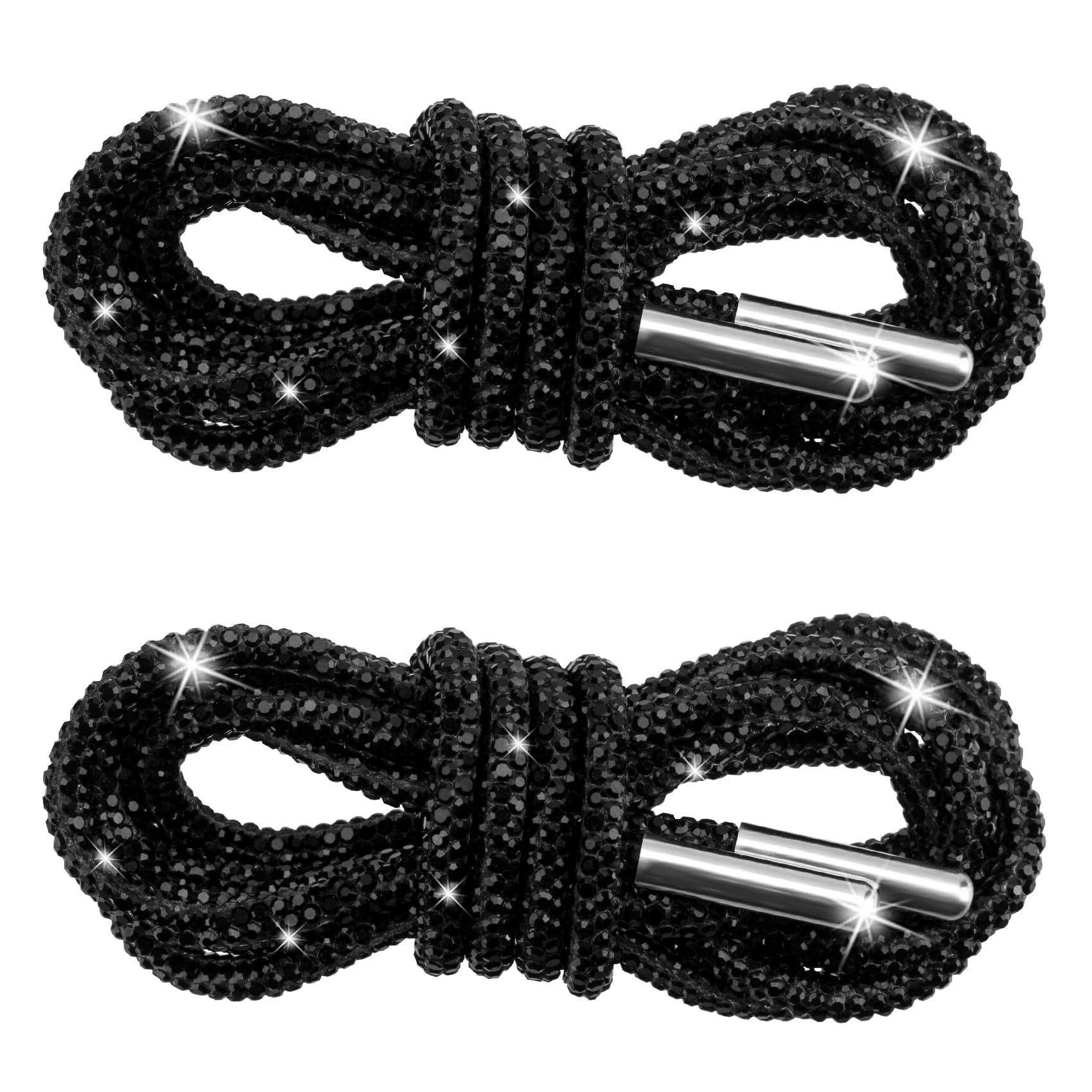 PAGOW 1 Pair Glitter Rhinestone Rope, Bling Crystal Round Shoe Laces, Shiny Draw