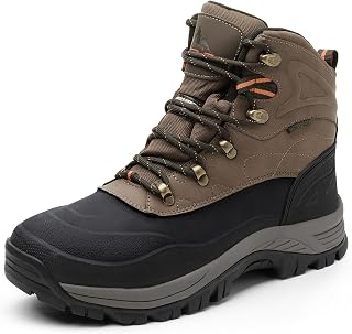 NORTIV 8 Snow Boots Non-Slip Winter Warm Man Trekking Waterproof Hiking Boots for Men with Protective Toe