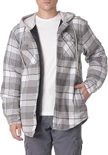 Wrangler Authentics Quilted Long Sleeve Hooded Flannel Jacket with Hem Button Down Shirt for Men