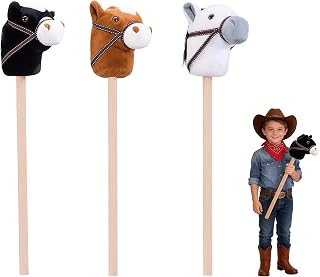 SZBAOLYZ 3-Pack Detachable Stick Horse Soft-Touch Plush Toy for Kid | Easy Assembly,Perfect for Cowboy Themed Party,Group Play,Family Activities and Decoration